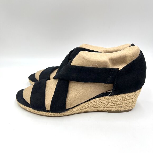 Lifestride Womens Size 9.5 Black Espadrilles Wedges Sandals Shoes - Picture 6 of 13